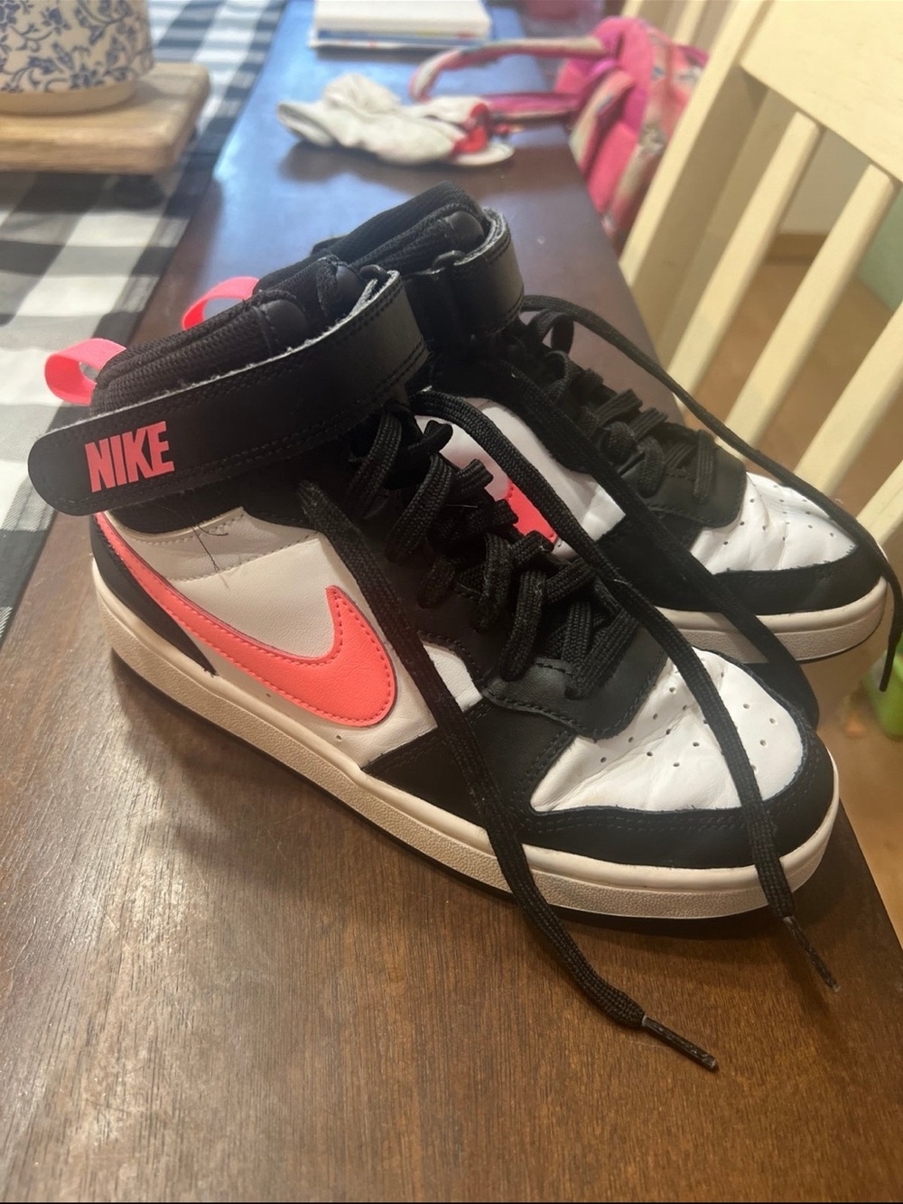 Nike High-Top Sneakers in Black, White & Pink
